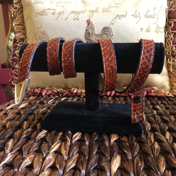 Vintage Snakeskin, Leather Lined Belt by Apple ACC of NY Belt - Picture 4 of 5